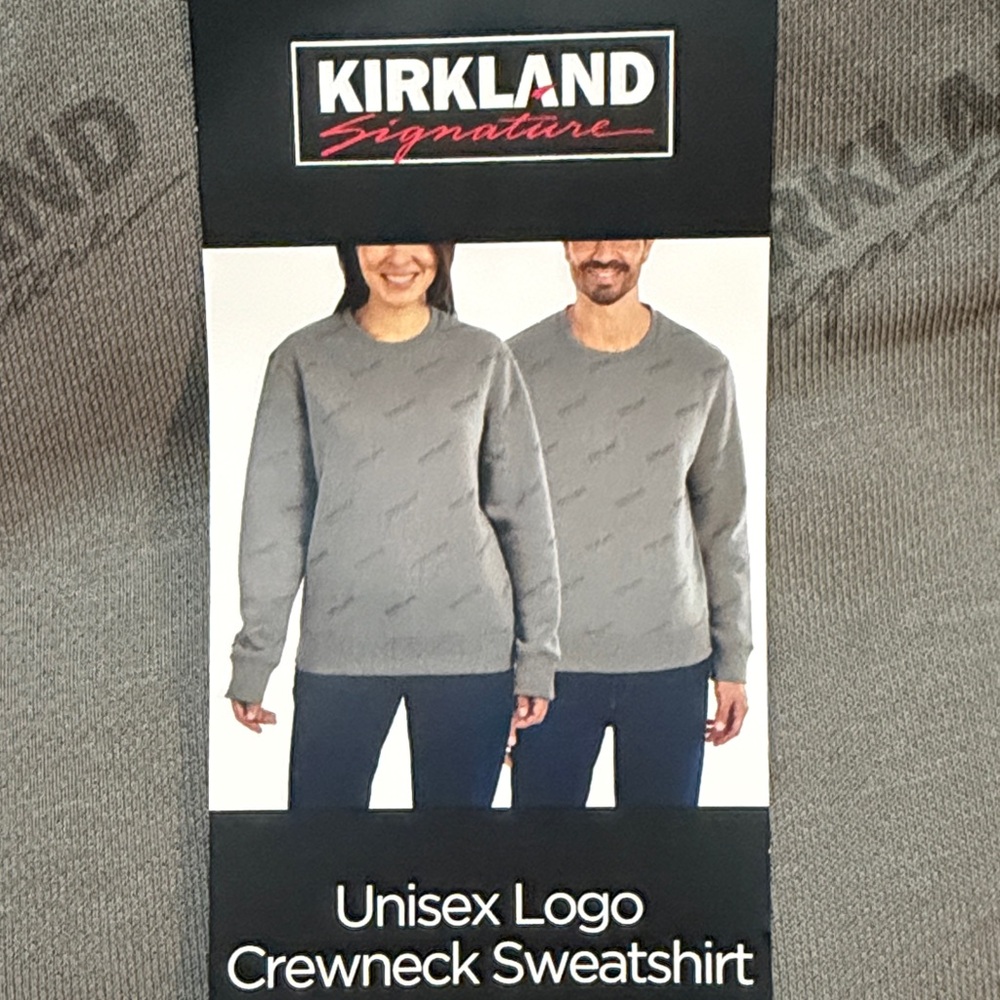 Kirkland Signature Unisex Gray Crewneck Sweatshirt L/XL,  NWT